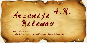 Arsenije Milenov vizit kartica